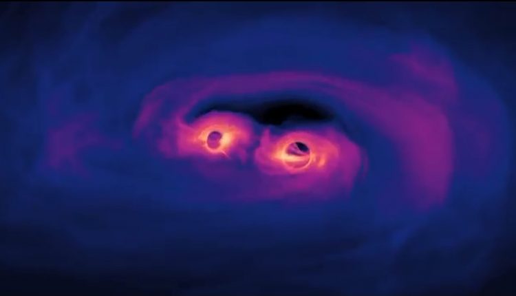 شبیه‌سازی‌ چرخش دو ابرسیاه‌چاله به دور هم