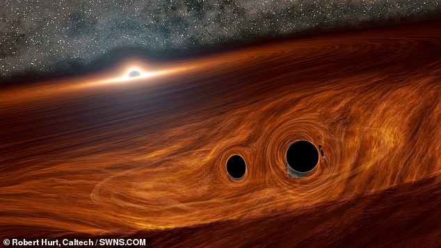 خروج شعله‌های نور در اثر برخورد ۲ سیاه‌چاله